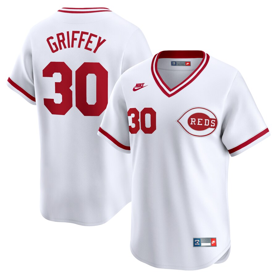 Men's Cincinnati Reds Ken Griffey Nike White Throwback Cooperstown Limited Jersey - ujerseystore