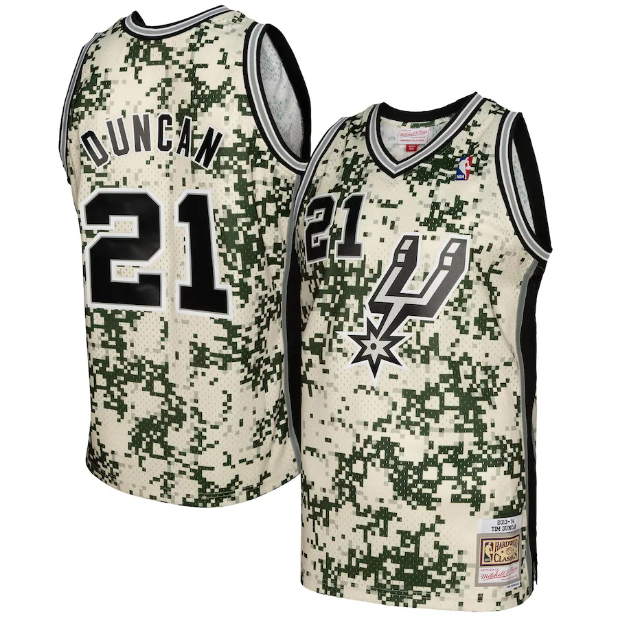 Men's San Antonio Spurs Tim Duncan Mitchell & Ness Camo 2013/14 Swingman Jersey - ujerseystore