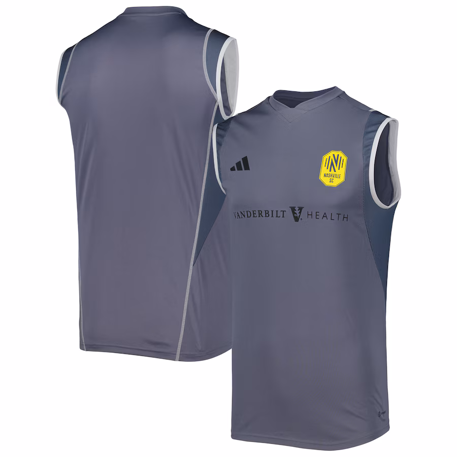 Men's Nashville SC adidas Gray 2023 On-Field Sleeveless Training Jersey - ujerseystore