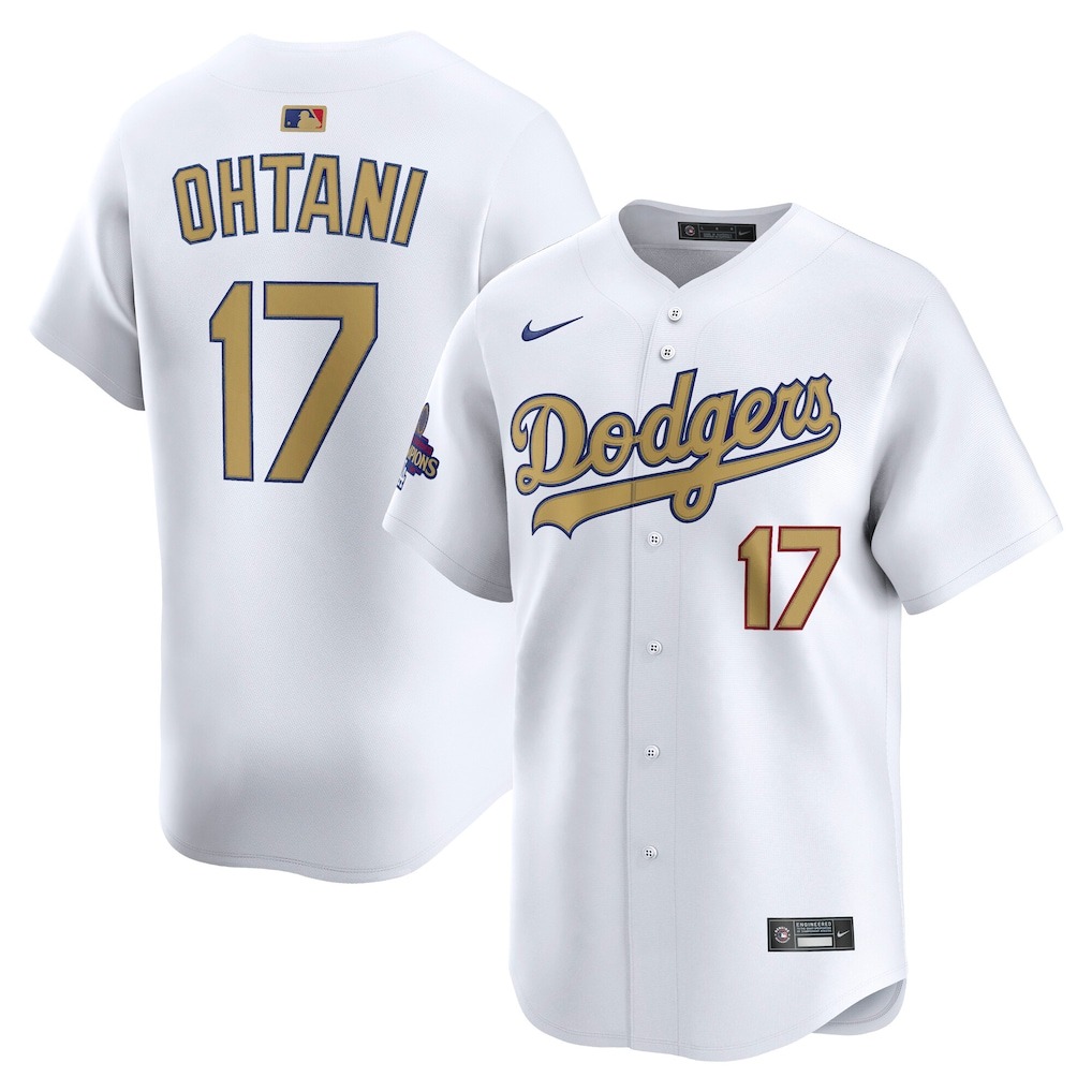 Men's Los Angeles Dodgers Shohei Ohtani Nike White 2025 Gold Collection Limited Jersey - ujerseystore