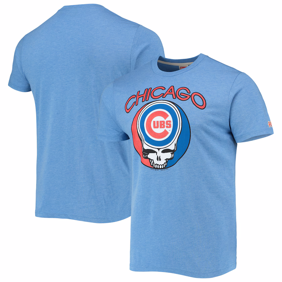 Men's Chicago Cubs Homage Royal Grateful Dead Tri-Blend T-Shirt - ujerseystore