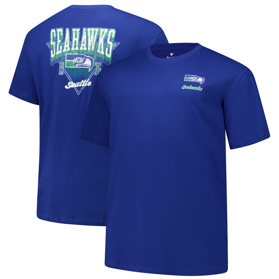 Men's Seattle Seahawks Fanatics Royal Big & Tall Throwback Logo T-Shirt - ujerseystore