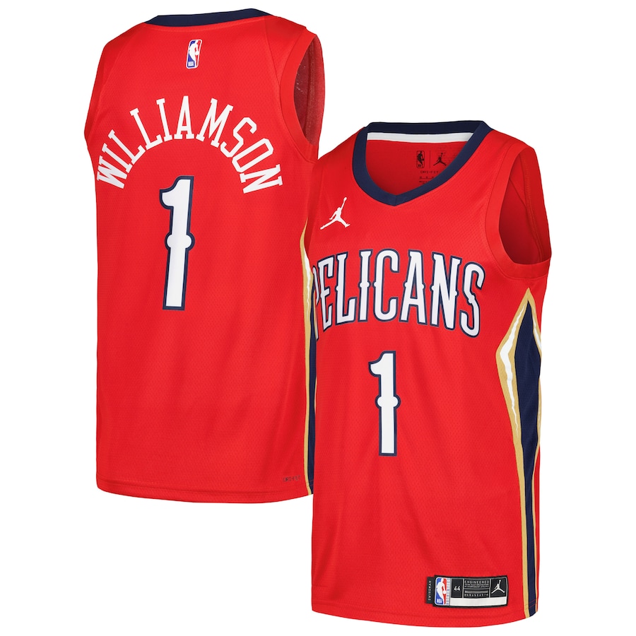 Men's New Orleans Pelicans Zion Williamson Jordan Brand Red Swingman Player Jersey - Statement Edition - ujerseystore