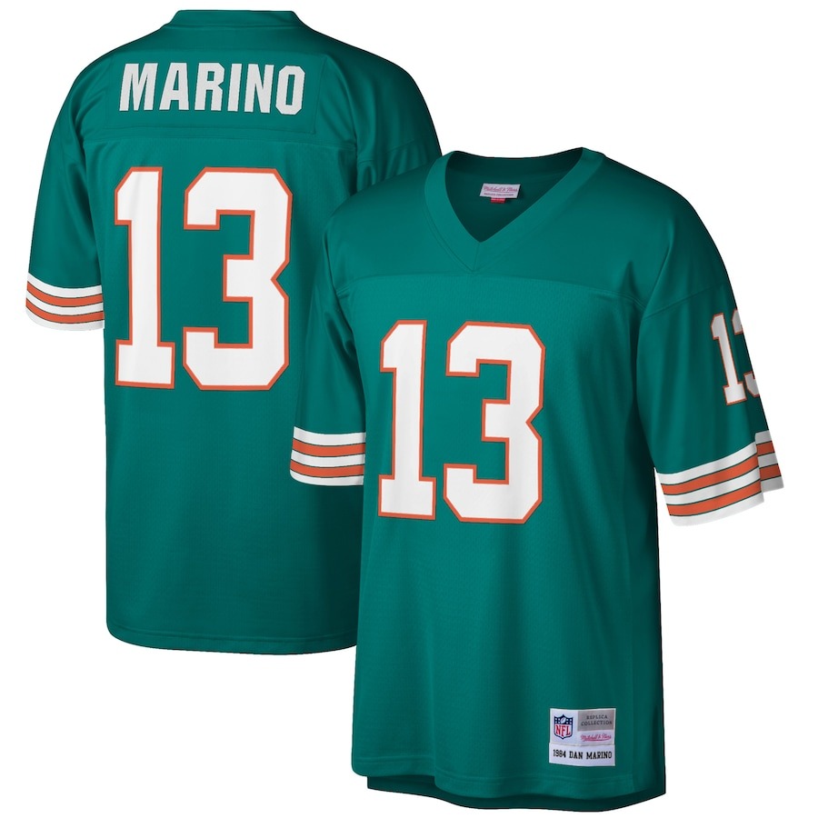 Men's Miami Dolphins Dan Marino Mitchell & Ness Aqua Big & Tall 1984 Retired Player Replica Jersey - ujerseystore