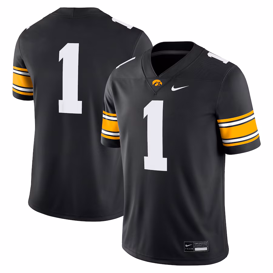 #1 Iowa Hawkeyes Nike Game Jersey - Black - ujerseystore