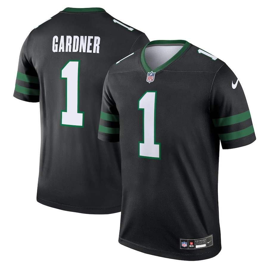 Men's New York Jets Ahmad Sauce Gardner Nike Legacy Black Alternate Legend Jersey - ujerseystore