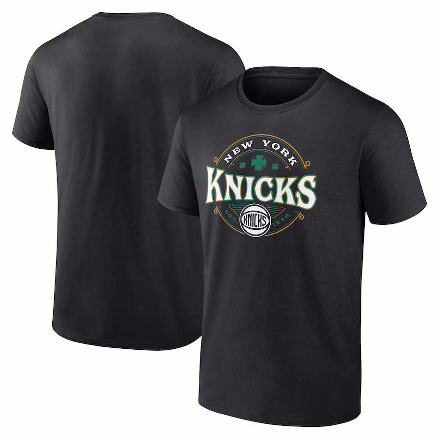 Men's New York Knicks Black St. Patrick's Day Lucky T-Shirt - ujerseystore