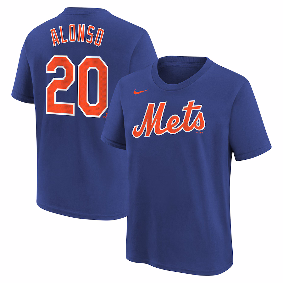 Youth New York Mets Pete Alonso Nike Royal Home Player Name & Number T-Shirt - ujerseystore