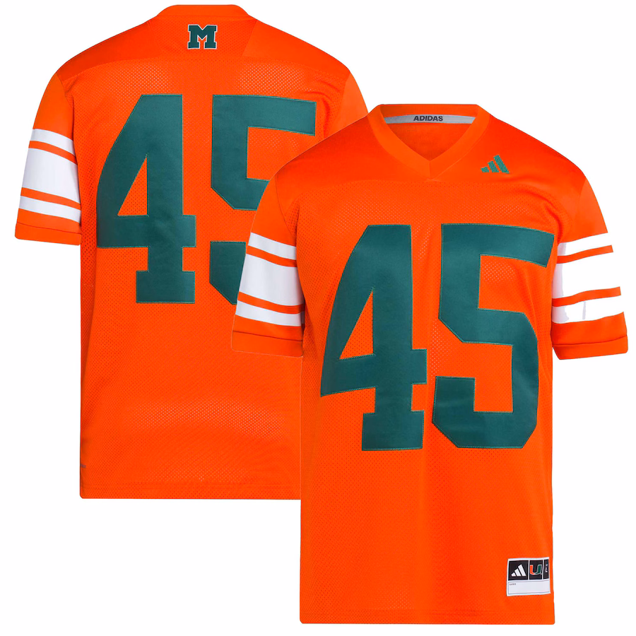 Men's adidas  #45 Orange Miami Hurricanes Football Icon Premier Jersey - ujerseystore