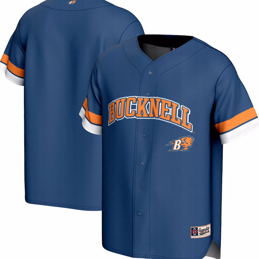 Men's GameDay Greats Blue Bucknell Bison Spirit Baseball Jersey - ujerseystore