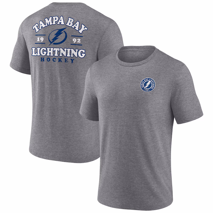 Men's Tampa Bay Lightning Fanatics Heather Gray Winger Tri-Blend T-Shirt - ujerseystore