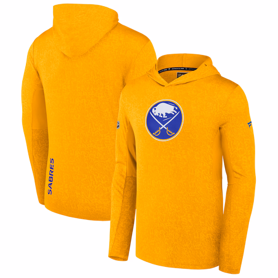 Men's Buffalo Sabres Fanatics Gold Authentic Pro Lightweight Pullover Hoodie - ujerseystore