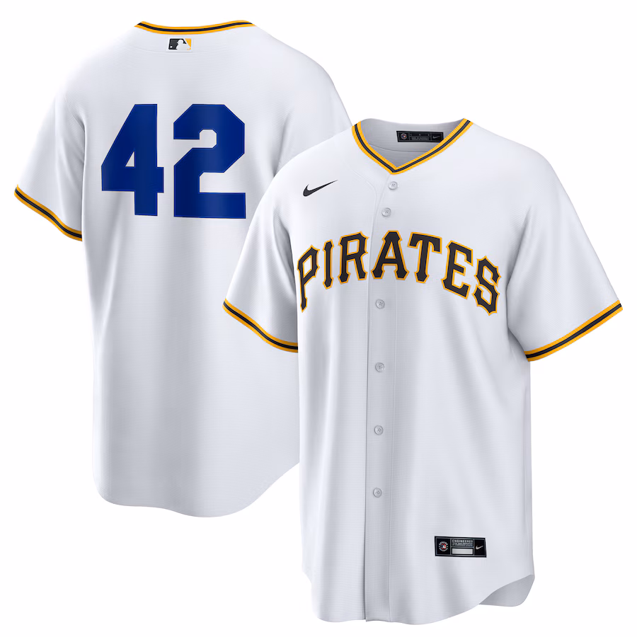 Men's Pittsburgh Pirates Nike White Home 2025 Jackie Robinson Day Replica Jersey - ujerseystore