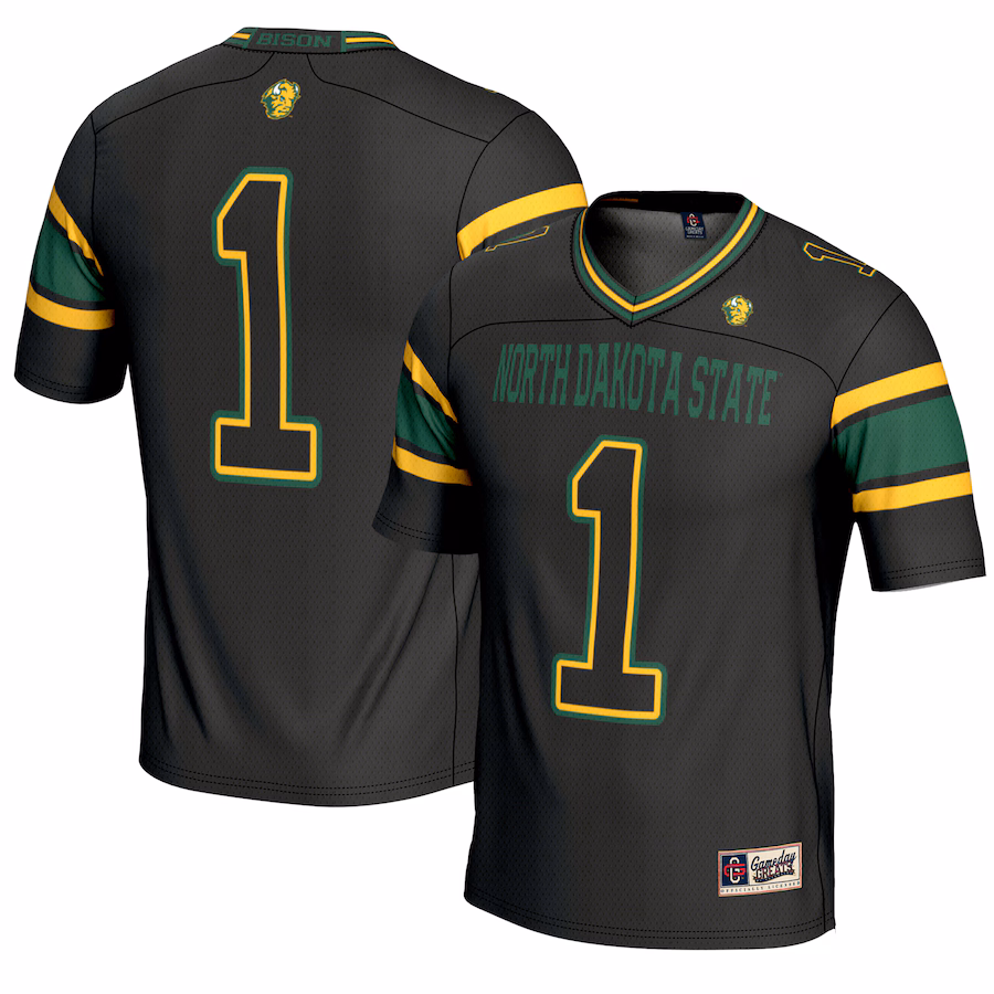 Men's GameDay Greats #1 Black NDSU Bison Endzone Football Jersey - ujerseystore