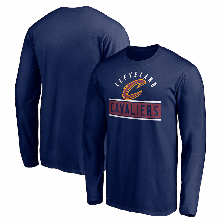 Men's Cleveland Cavaliers Navy Team Arch Knockout Long Sleeve T-Shirt - ujerseystore