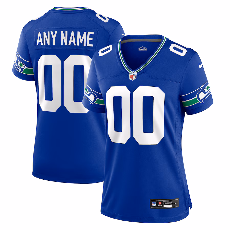 Women's Seattle Seahawks Nike Royal Throwback Custom Jersey - ujerseystore