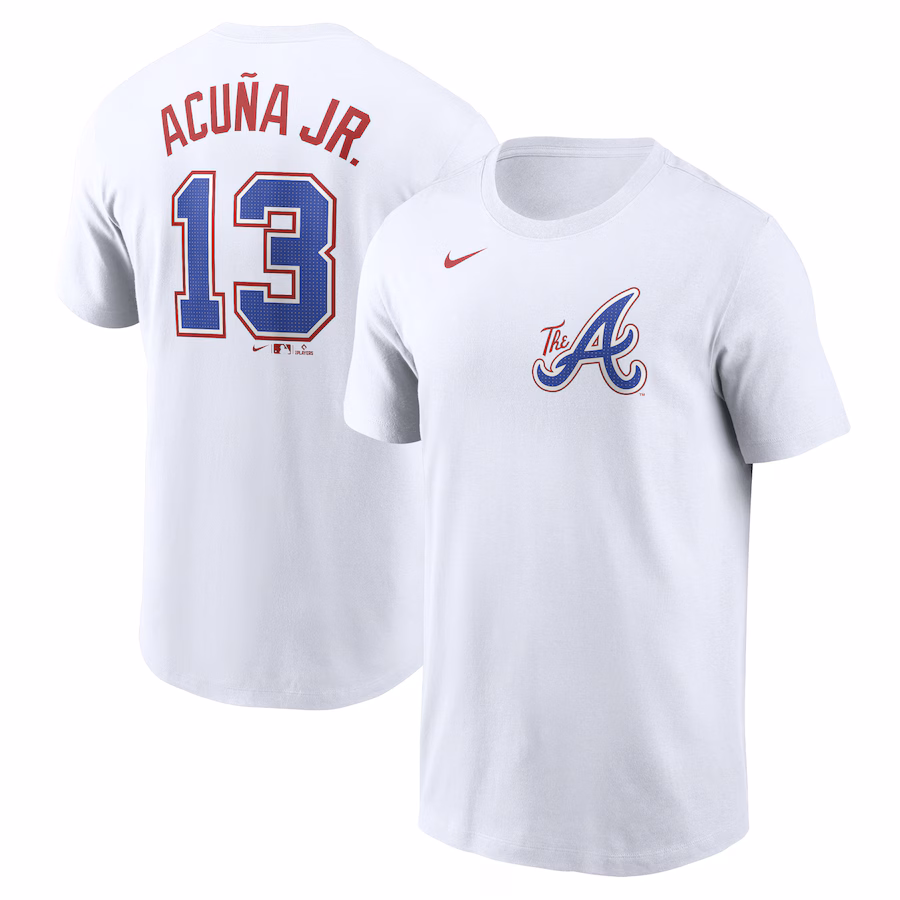Men's Atlanta Braves Ronald Acuña Jr. Nike White City Connect Fuse Name & Number T-Shirt - ujerseystore