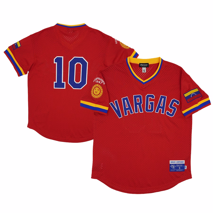 Men's Vargas Campeones #10 Rings & Crwns Red Mesh Replica V-Neck Jersey - ujerseystore