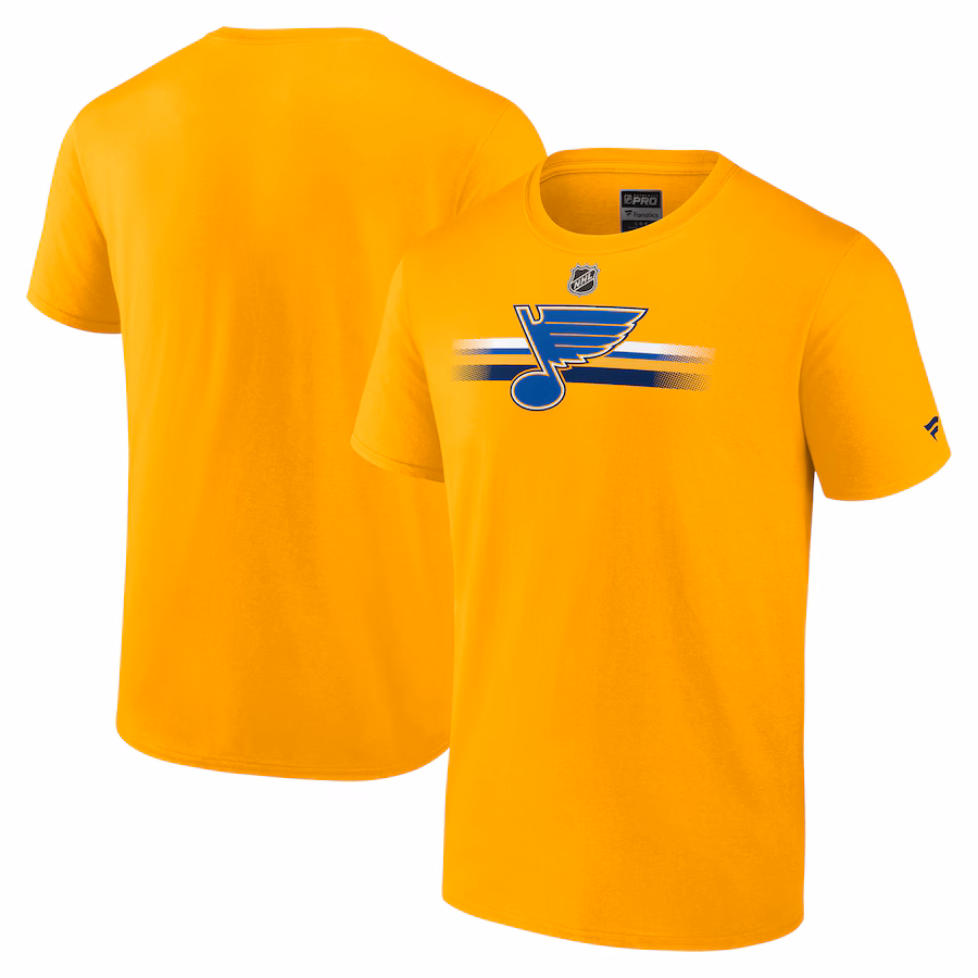 Men's St. Louis Blues Fanatics Gold Authentic Pro Secondary T-Shirt - ujerseystore
