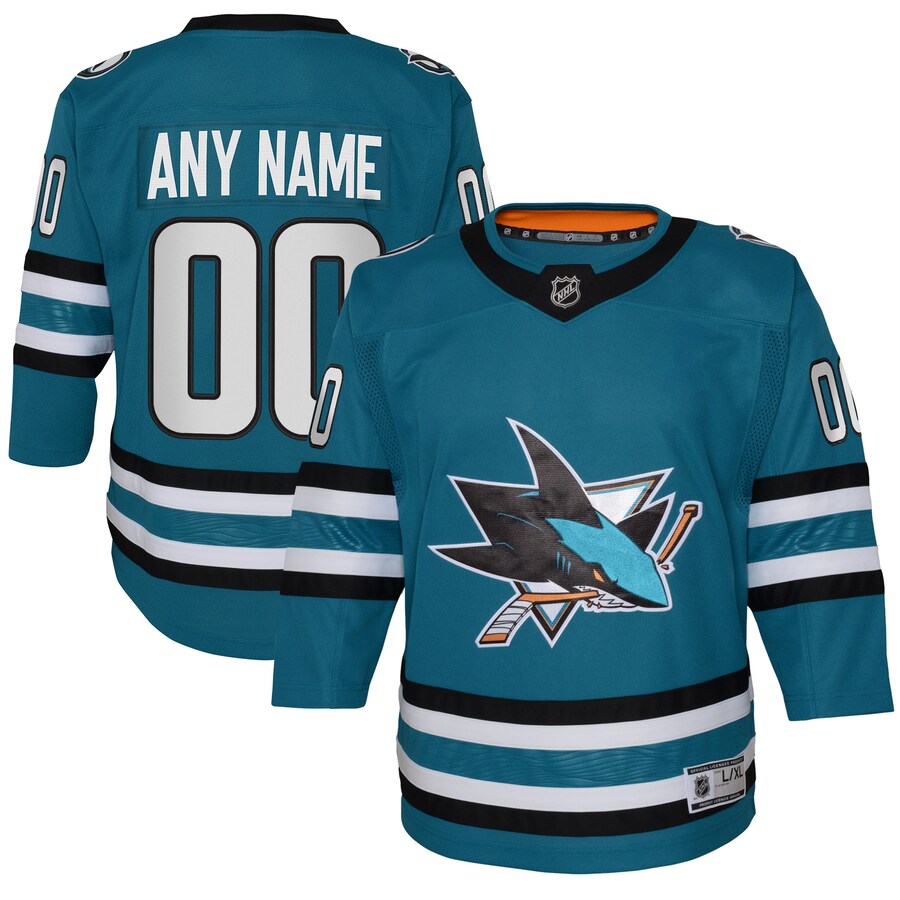 Youth San Jose Sharks Teal Premier Custom Jersey - ujerseystore