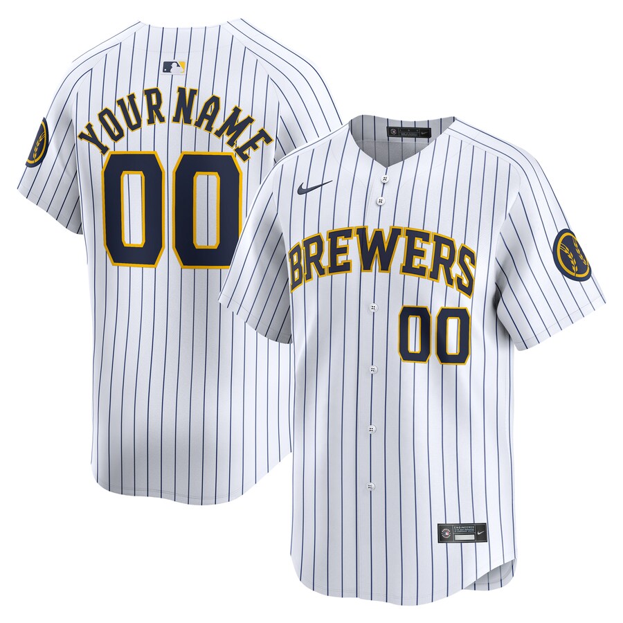 Men's Milwaukee Brewers  Nike White  Alternate Limited Custom Jersey - ujerseystore