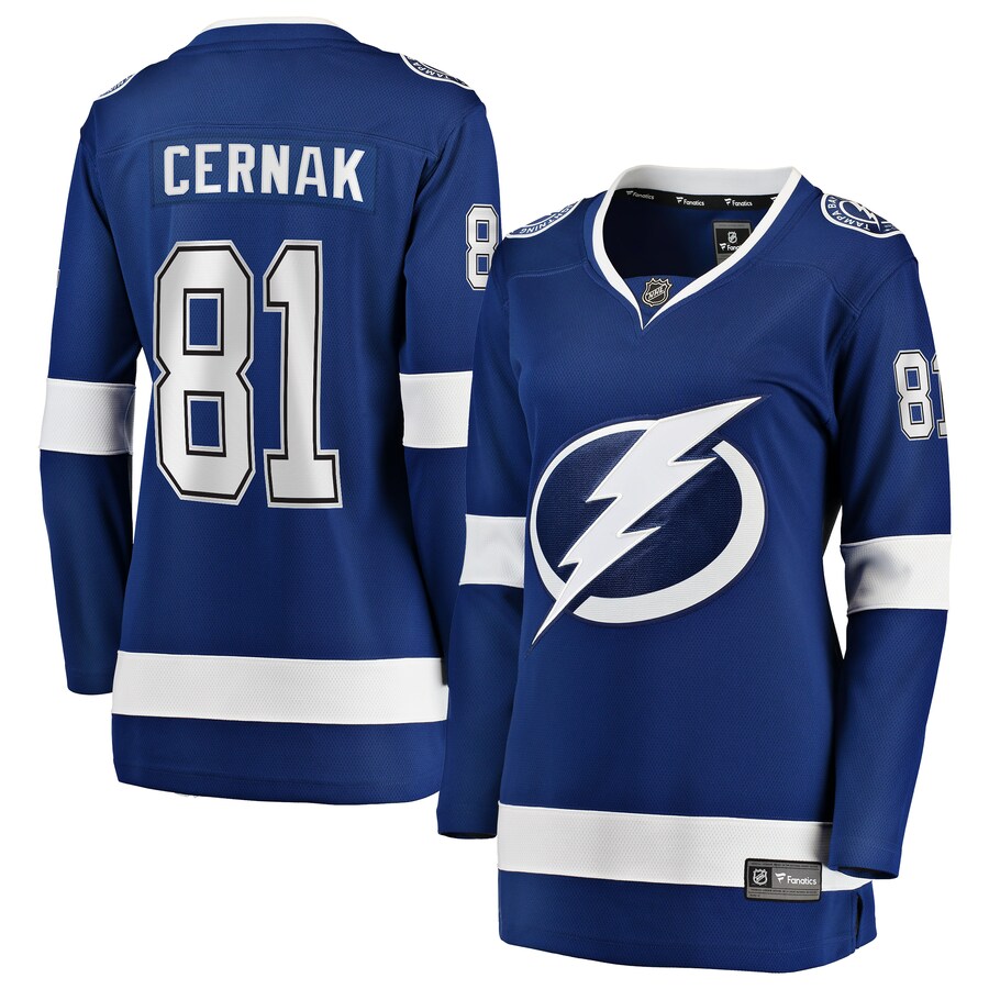 Women's Tampa Bay Lightning Erik Cernak Fanatics Branded Blue Home Breakaway Player Jersey - ujerseystore