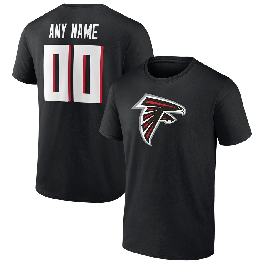 Men's Atlanta Falcons Black Team Authentic Personalized Name & Number T-Shirt - ujerseystore
