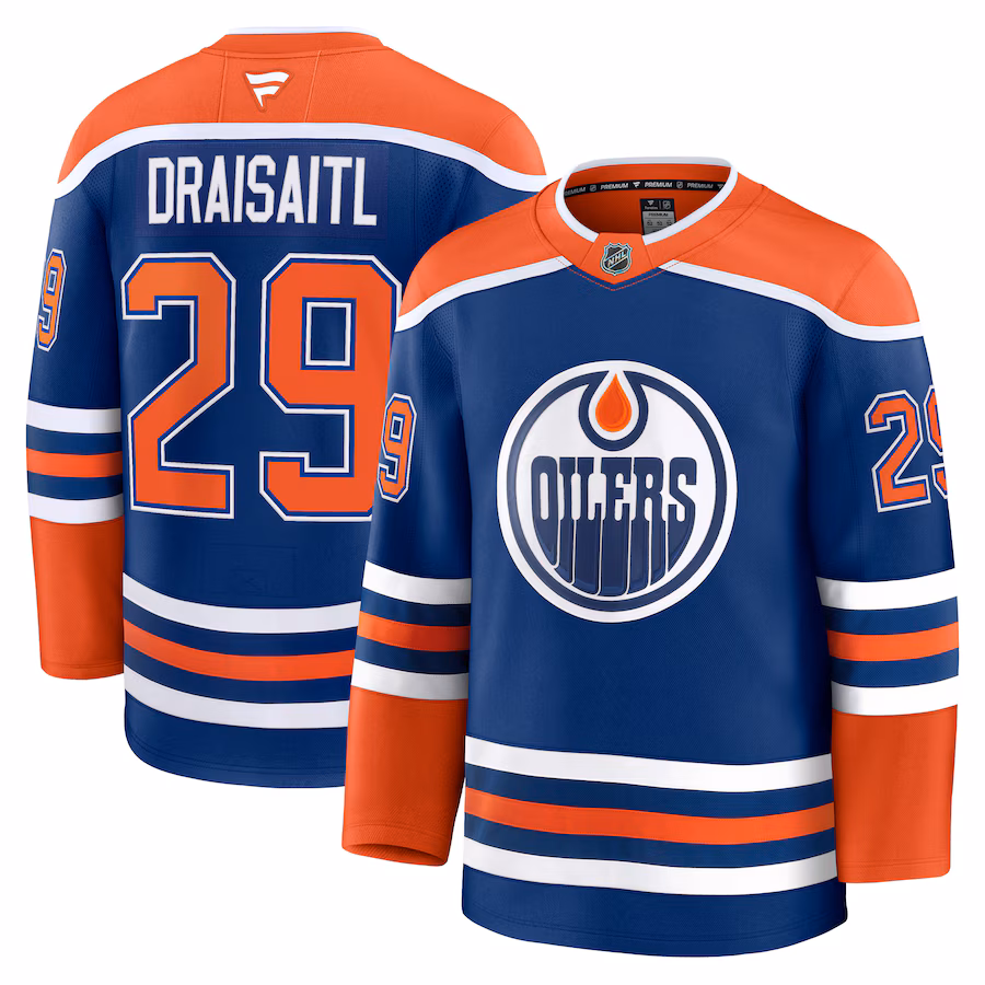 Men's Edmonton Oilers Leon Draisaitl Fanatics Royal Home Premium Jersey - ujerseystore