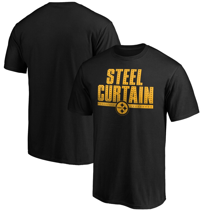 Men's Pittsburgh Steelers  Black Hometown Collection Steel Curtain T-Shirt - ujerseystore