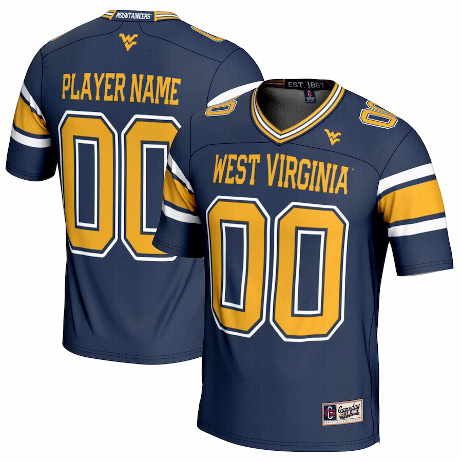 West Virginia Mountaineers GameDay Greats Youth NIL Pick-A-Player Football Jersey - Navy - ujerseystore