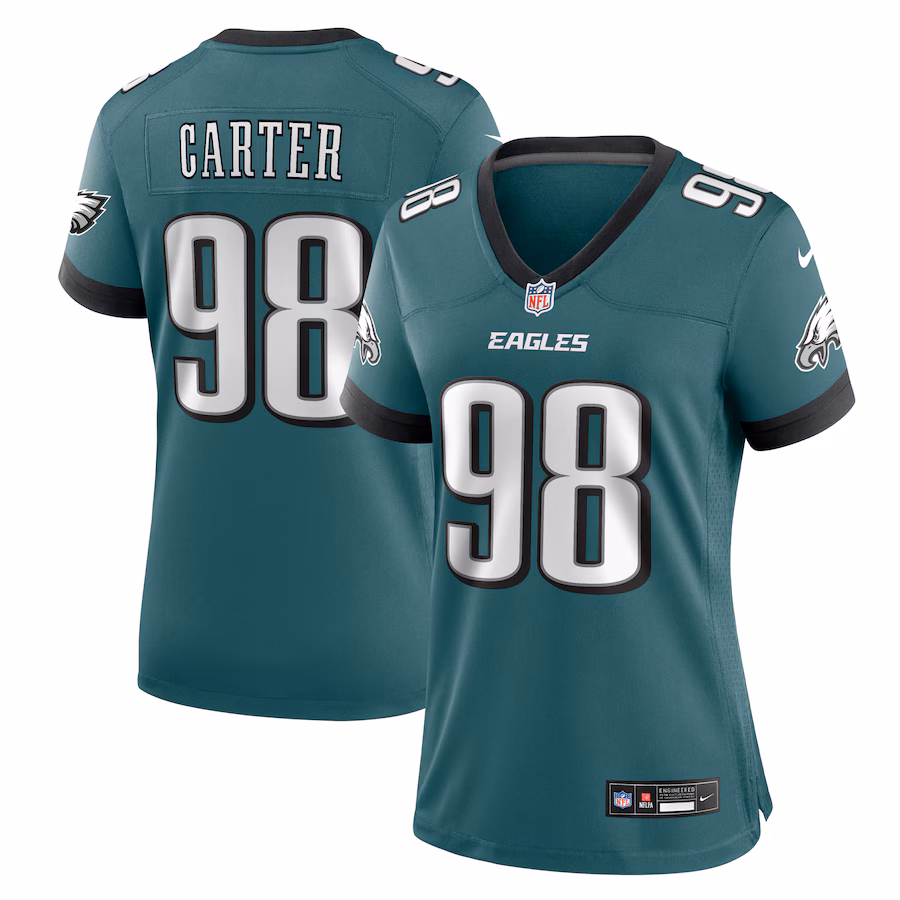 Women's Philadelphia Eagles Jalen Carter Nike Midnight Green Team Game Jersey - ujerseystore