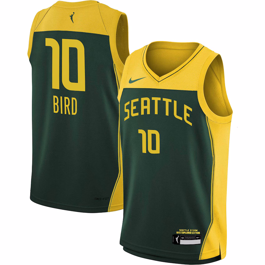 Youth Seattle Storm Sue Bird Nike Green 2021 Explorer Edition Victory Player Jersey - ujerseystore
