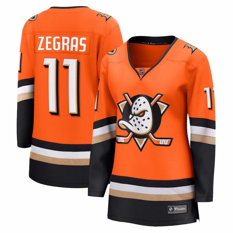 Women's Anaheim Ducks Trevor Zegras Fanatics Orange Home Premier Breakaway Player Jersey - ujerseystore