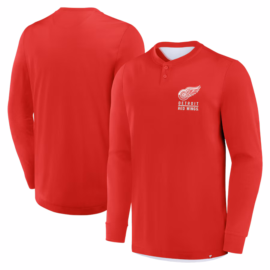 Men's Detroit Red Wings Fanatics Red Adrenaline Push Long Sleeve T-Shirt - ujerseystore