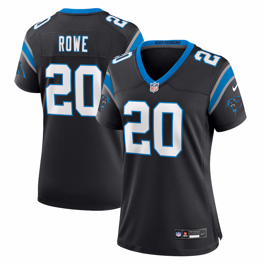 Women's Carolina Panthers Eric Rowe Nike Black Team Game Jersey - ujerseystore