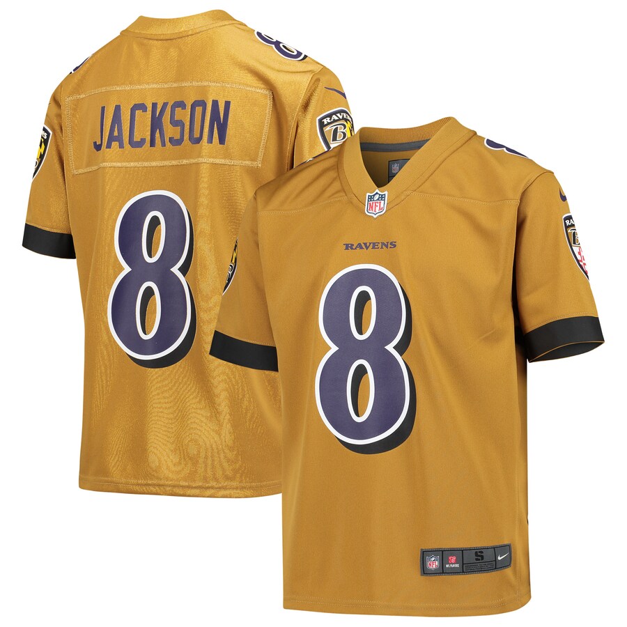 Youth Baltimore Ravens Lamar Jackson Nike Gold Inverted Game Jersey - ujerseystore
