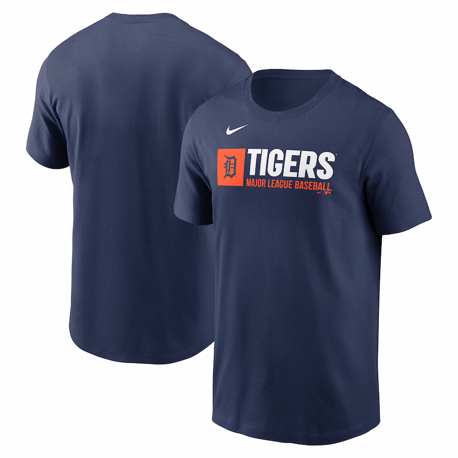 Men's Detroit Tigers Nike Navy Team Block T-Shirt - ujerseystore