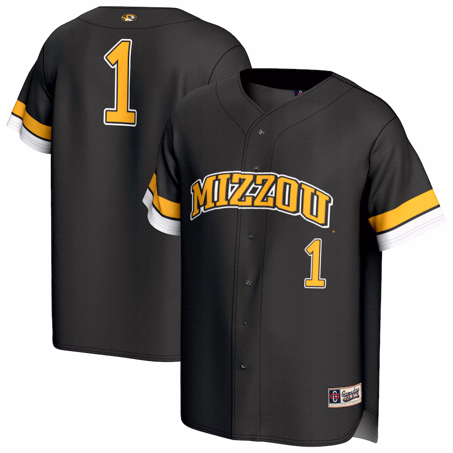 Unisex GameDay Greats #1 Black Missouri Tigers Lightweight Collegiate Baseball Fashion Jersey - ujerseystore