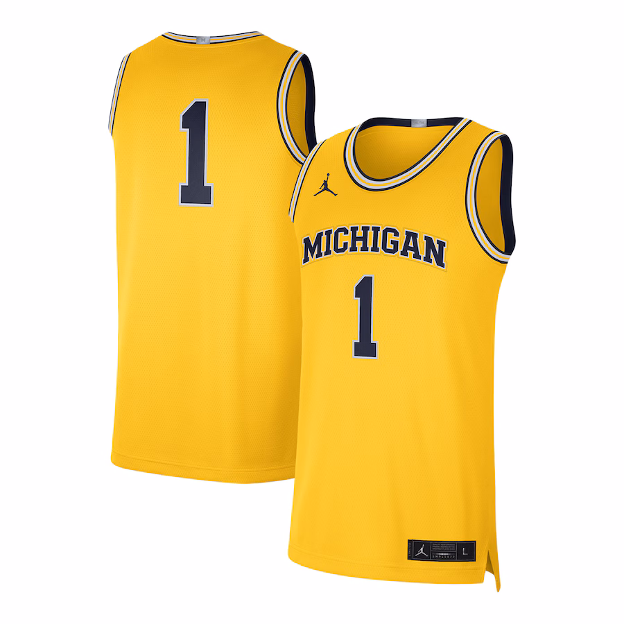 Men's Jordan Brand #1 Maize Michigan Wolverines Limited Authentic Jersey - ujerseystore