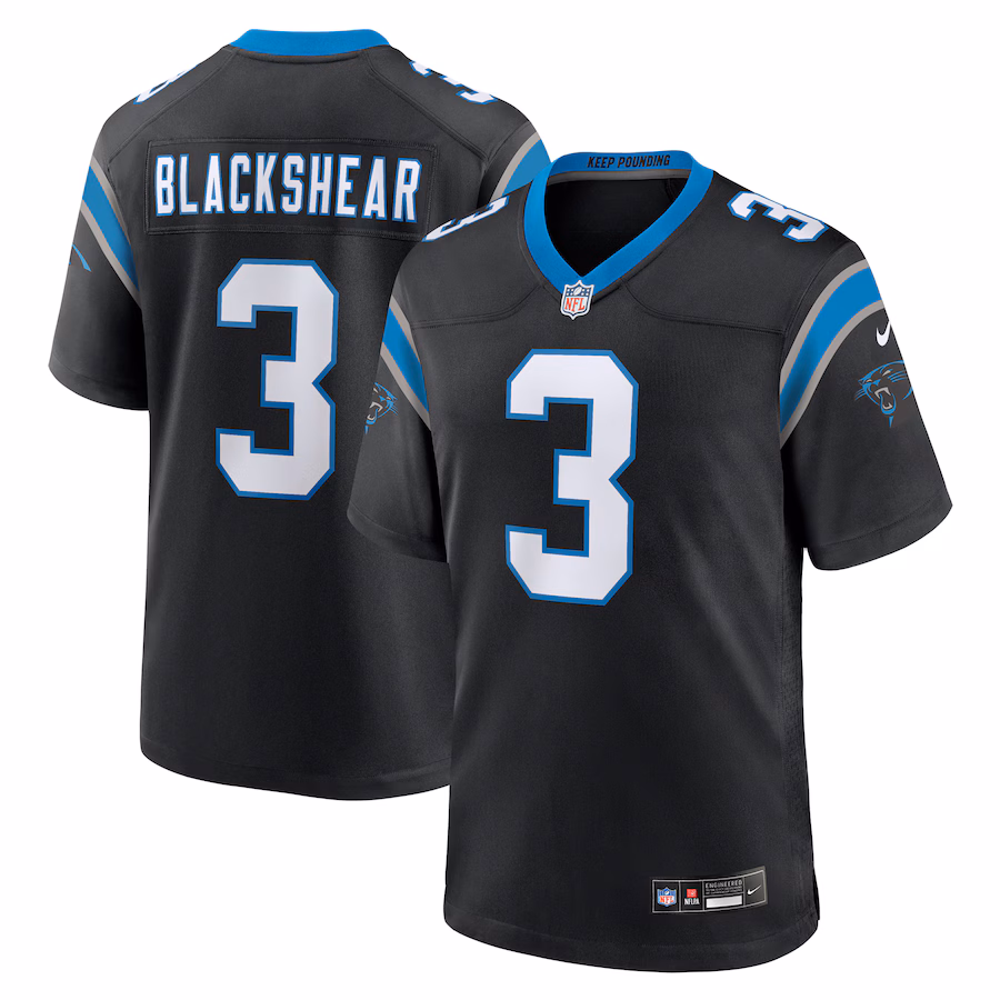 Men's Carolina Panthers Raheem Blackshear Nike Black Team Game Jersey - ujerseystore