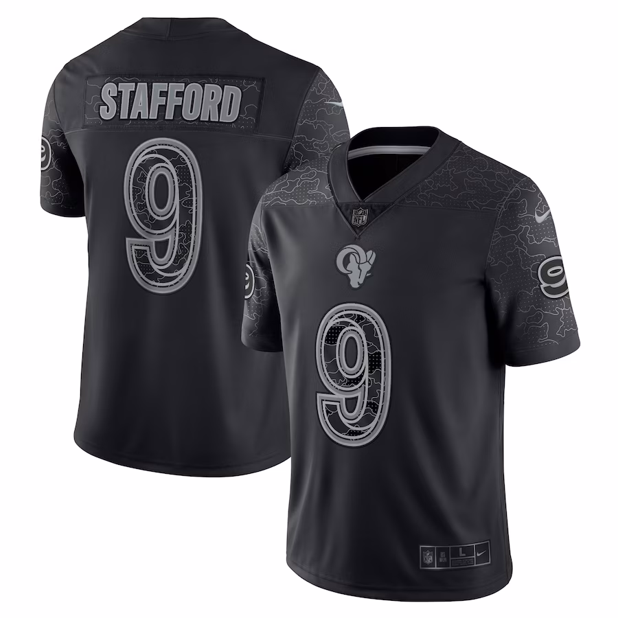 Men's Los Angeles Rams Matthew Stafford Nike Black RFLCTV Limited Jersey - ujerseystore