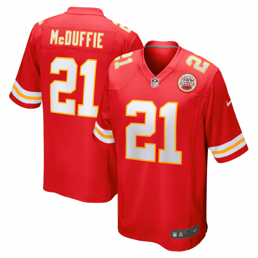 Men's Kansas City Chiefs Trent McDuffie Nike Red Player Game Jersey - ujerseystore