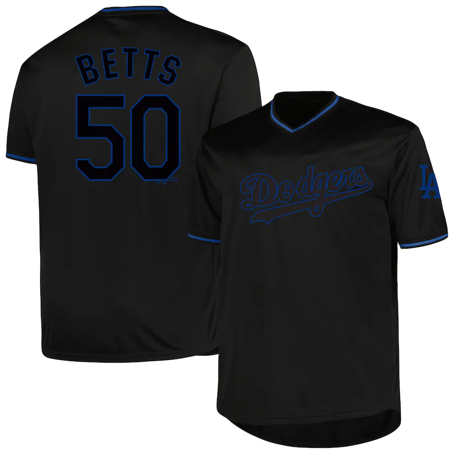 Men's Los Angeles Dodgers Mookie Betts Profile Black Big & Tall Pop Fashion Player Jersey - ujerseystore