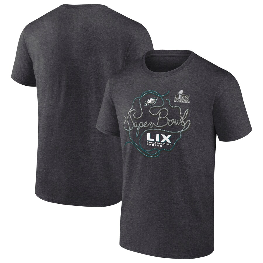 Men's Philadelphia Eagles  Fanatics Heather Charcoal Super Bowl LIX Local T-Shirt - ujerseystore