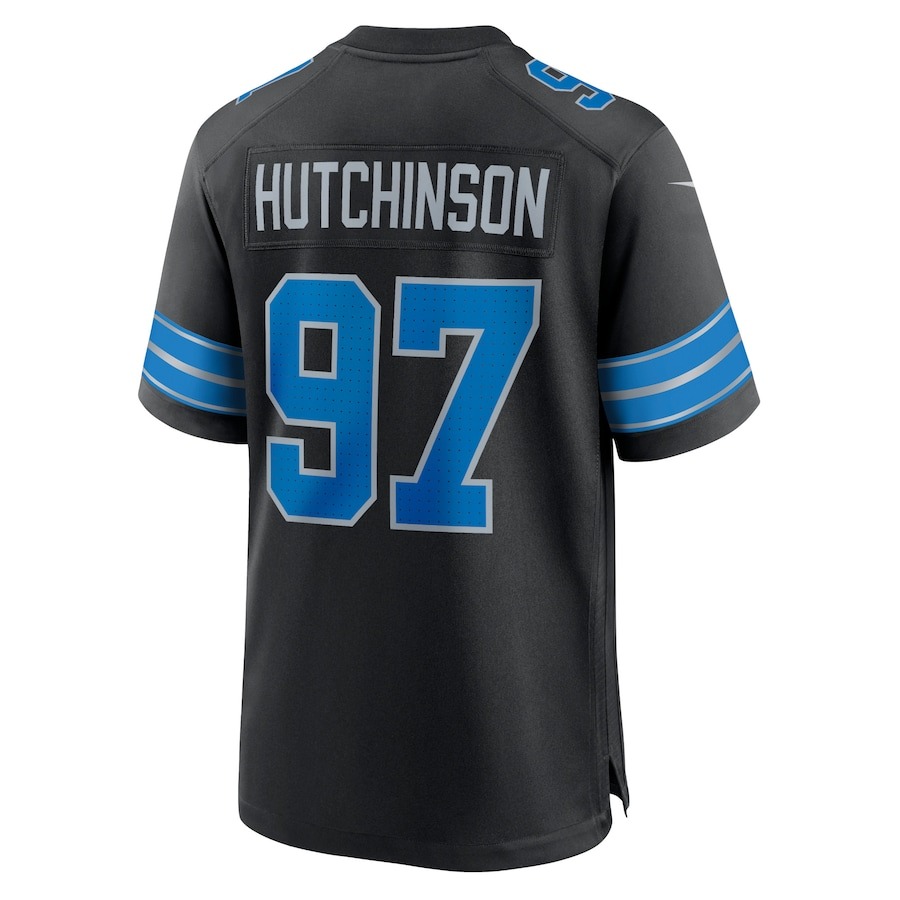Men's Detroit Lions Aidan Hutchinson Nike Black 2nd Alternate Game Jersey - ujerseystore