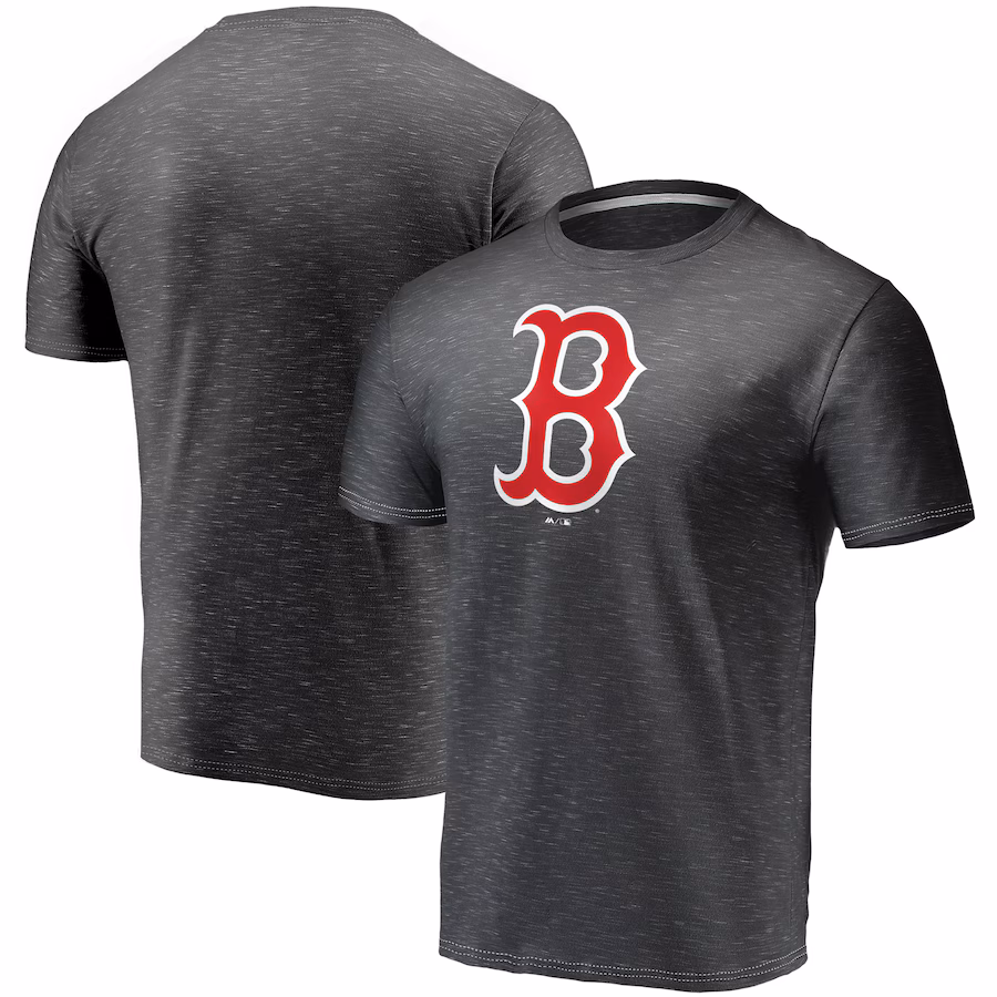 Men's Boston Red Sox Fanatics Charcoal Official Logo Space Dye T-Shirt - ujerseystore