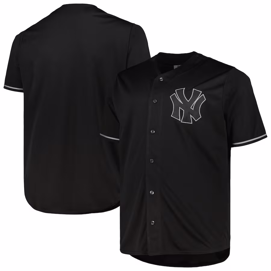 Men's New York Yankees Black/Gray Big & Tall Pop Fashion Jersey - ujerseystore