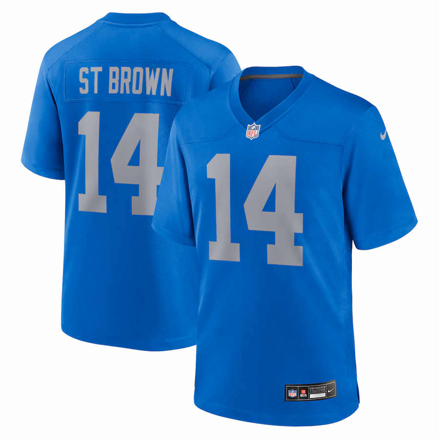 Men's Detroit Lions Amon-Ra St. Brown Nike  Blue Alternate Game Jersey - ujerseystore