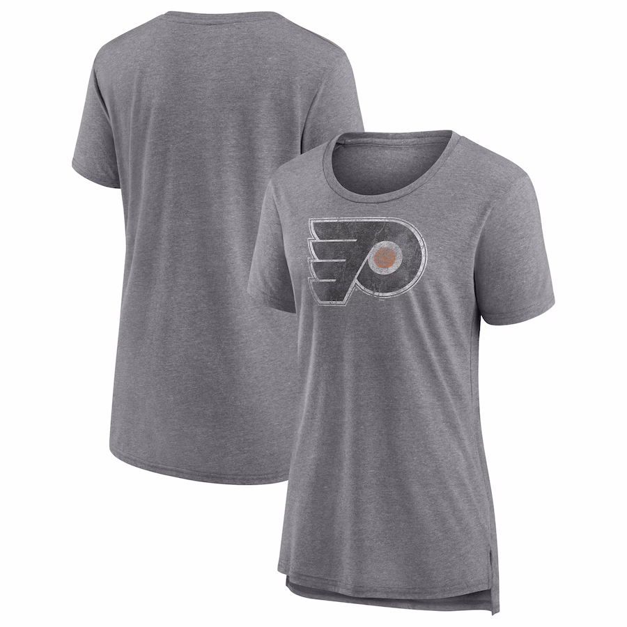 Women's Philadelphia Flyers Gray Slow Whistle Tri-Blend T-Shirt - ujerseystore