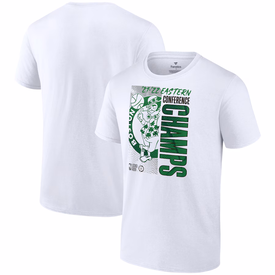 Men's Boston Celtics Fanatics White 2022 Eastern Conference Champions Locker Room T-Shirt - ujerseystore